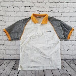 Victor Mens XL Badminton Polo Shirt Colorblock Raglan Sleeve White Gray Orange